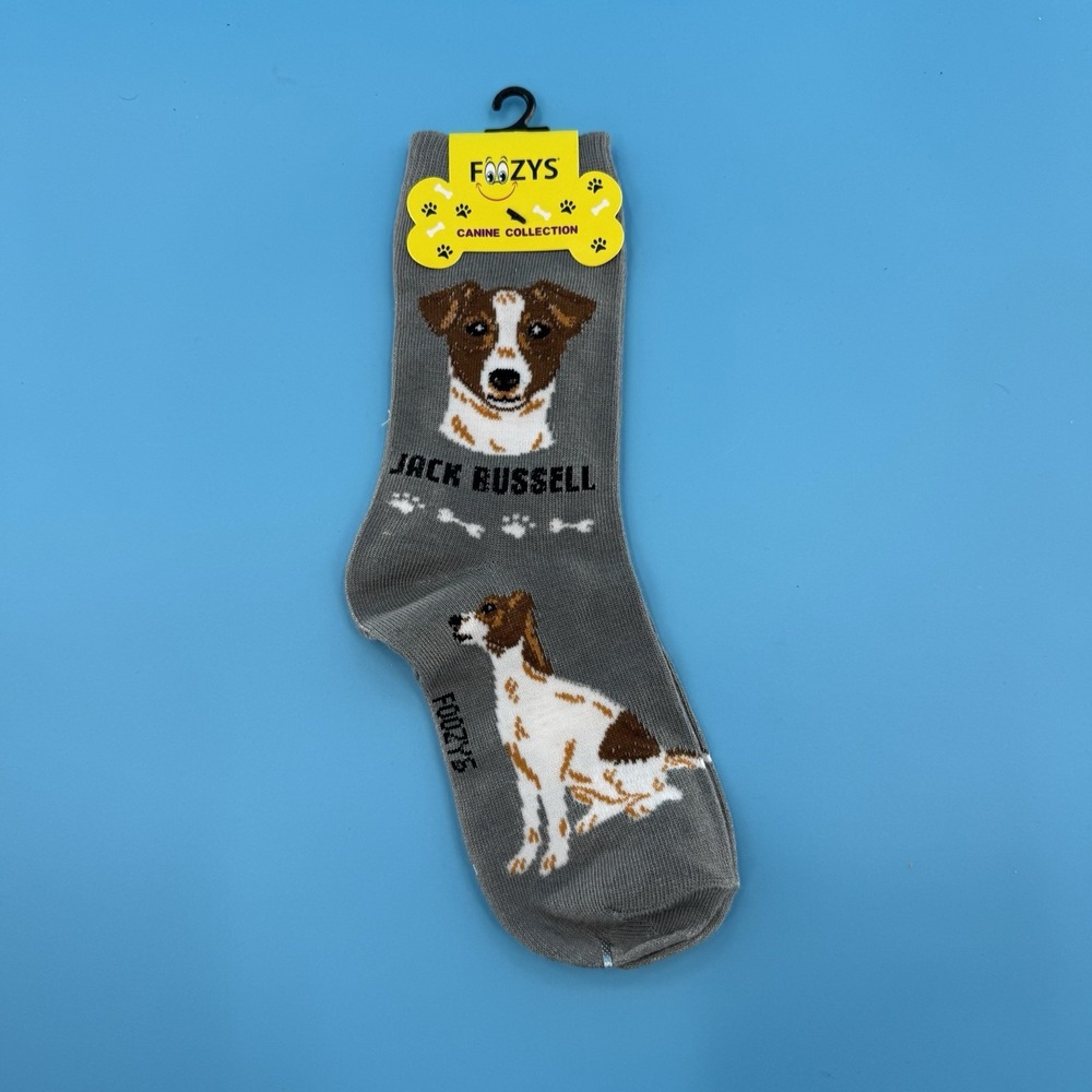 Foozys Jack Russell Terrier Crew Socks Canine Collection Size 9–11 New